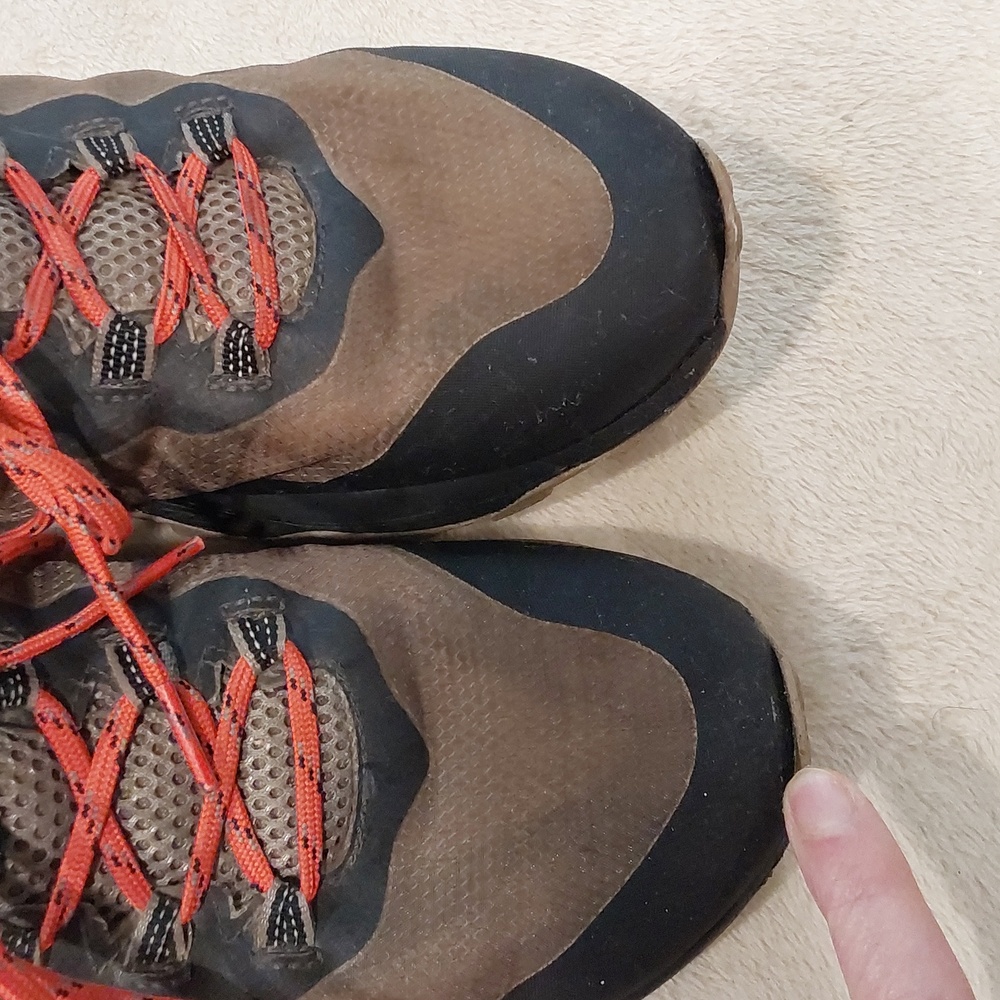 Merrell Men's Moab Speed hiking shoes black & brown with orange laces Sz 10.5 - Picture 8 of 11
